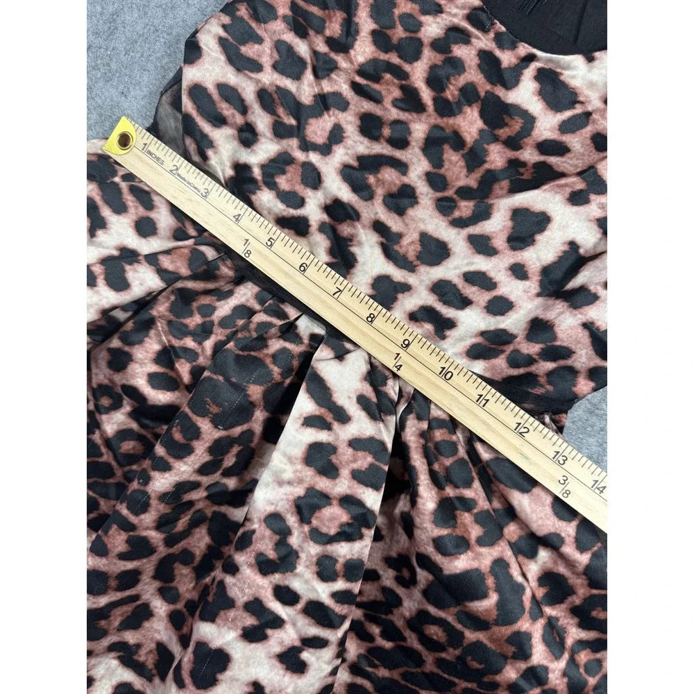 Unbranded Leopard Print Fit and Flare Girls Dress Size 6 Brown Satin Formal